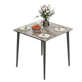 Square Dining Table with Sintered Stone Top and Metal Frame 80cm Modern Kitchen Table Grey