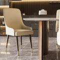 Luxury Dining Chairs Set of 2 with Microfiber Leather Seat and Metal Legs Tufted Back Chairs Light Khaki
