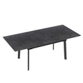 Extendable Dining Table with Sintered Stone Top and Metal Frame 150-180cm Modern Kitchen Table Black