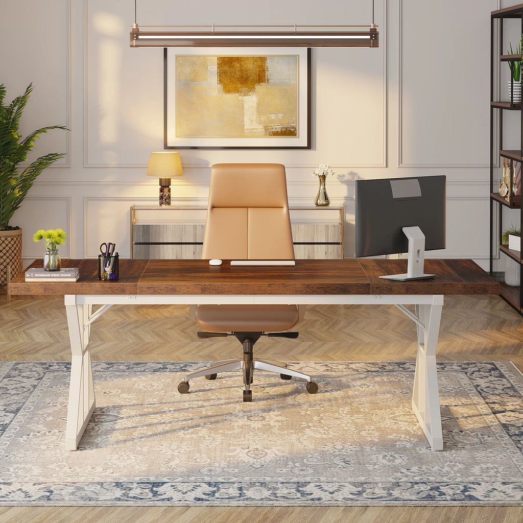 Farmhouse Console Table with 2-Tier Shelf 160cm Entryway Sofa Table Wood Grain